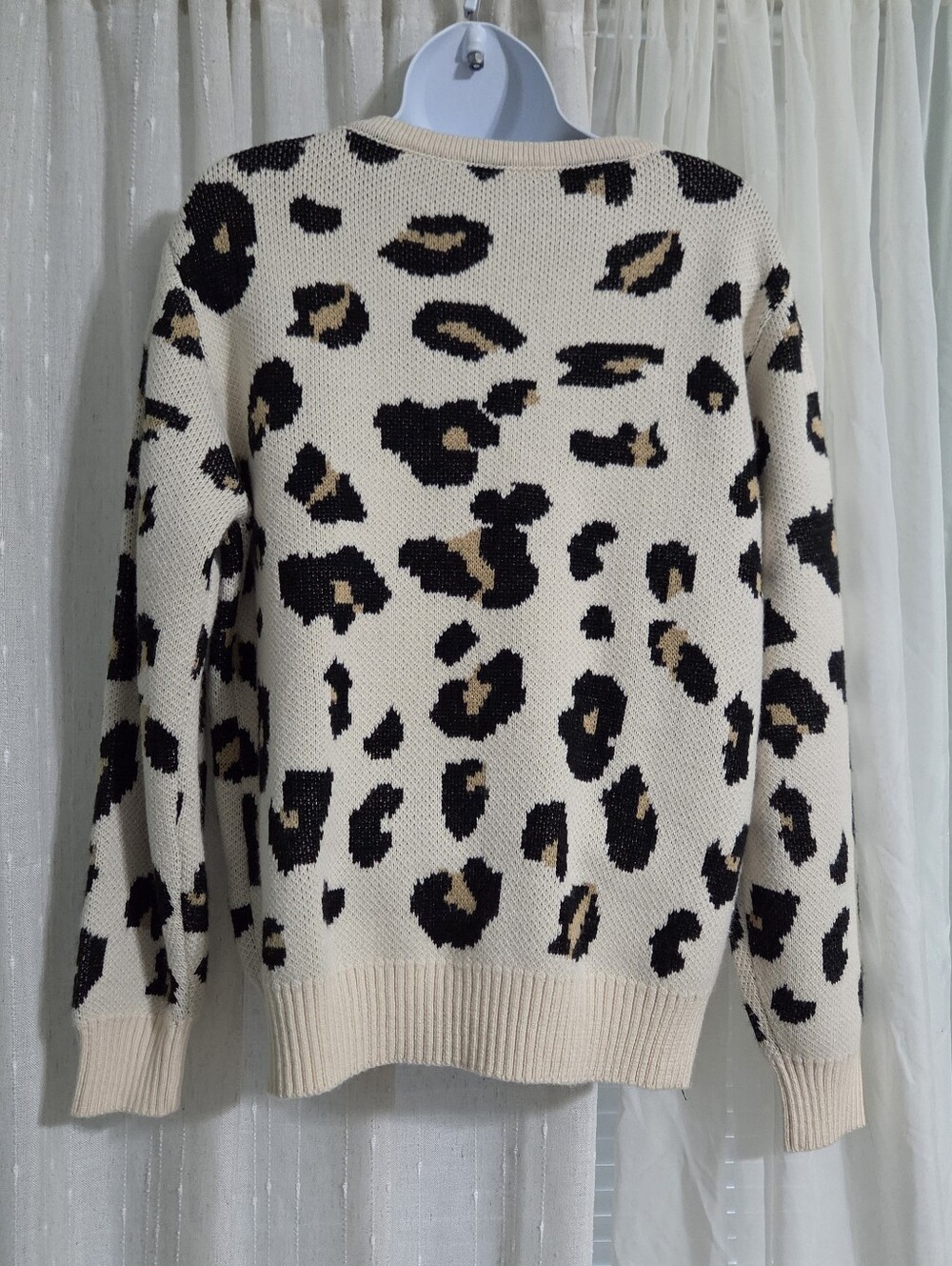 Leopard Print Crewneck Sweater in Cream - Picture 3 of 4